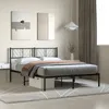 Image de vidaXL Cadre de lit mÃ©tal avec tÃªte de lit noir 140x200 cm