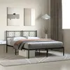 Image de vidaXL Cadre de lit métal avec tête de lit noir 150x200 cm