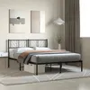 Image de vidaXL Cadre de lit métal avec tête de lit noir 160x200 cm