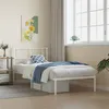 Image de vidaXL Cadre de lit métal sans matelas avec tête de lit blanc 75x190cm