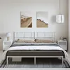 Image de vidaXL Cadre de lit métal avec tête de lit blanc 193x203 cm
