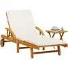 Image de vidaXL Vidaxl Chaise Longue Avec Coussin Et Table Bois D'acacia Massif
