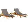 Image de vidaXL Vidaxl Chaises Longues Lot De 2 Avec Table Bois Massif D'acacia