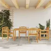 Image de vidaXL Ensemble à dîner de jardin 5 pcs Bois de teck massif 180 x 90 x 77 cm