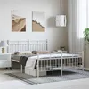 Image de vidaXL Cadre de lit métal sans matelas et pied de lit blanc 135x190 cm