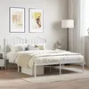Image de vidaXL Cadre de lit métal avec tête de lit blanc 135x190 cm