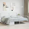 Image de vidaXL Cadre de lit mÃ©tal sans matelas et pied de lit blanc 193x203 cm