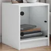 Image de vidaXL Tables de chevet avec portes en verre 2 pcs blanc 35x37x42 cm836344