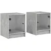 Image de vidaXL Vidaxl Tables De Chevet Et Portes Vitrées 2 Pcs Gris Béton 35x37x42 Cm