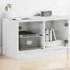 Image de vidaXL Meuble TV avec portes en verre blanc 68x37x42 cm836357