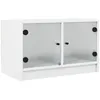 Image de vidaXL Meuble TV avec portes en verre blanc 68x37x42 cm