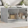 Image de vidaXL Table basse avec portes en verre gris béton 68x50x42 cm836367