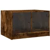 Image de vidaXL Vidaxl Table Basse Avec Portes En Verre Chêne Fumé 68x50x42 Cm
