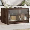 Image de vidaXL Table basse avec portes en verre chêne marron 68x50x42 cm836370