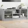 Image de vidaXL Meuble TV avec portes en verre gris béton 102x37x42 cm836374