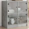 Image de vidaXL Armoire latérale avec portes en verre gris béton 68x37x75,5 cm836381