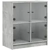 Image de vidaXL Armoire latÃ©rale avec portes en verre gris bÃ©ton 68x37x75,5 cm