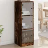 Image de vidaXL Buffet avec portes en verre chêne fumé 35x37x109 cm