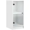 Image de vidaXL Vidaxl Armoire Latérale Avec Portes En Verre Blanc 35x37x75,5 Cm
