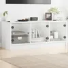 Image de vidaXL Meuble TV avec portes en verre blanc 102x37x42 cm836406