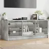 Image de vidaXL Meuble TV avec portes en verre gris béton 102x37x42 cm836409