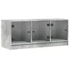 Image de vidaXL Meuble TV avec portes en verre gris bÃ©ton 102x37x42 cm