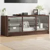 Image de vidaXL Meuble TV avec portes en verre chêne marron 102x37x42 cm836412
