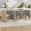 Image de vidaXL Table basse avec portes en verre chêne sonoma 102x50x42 cm836415