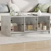 Image de vidaXL Table basse avec portes en verre gris béton 102x50x42 cm836416