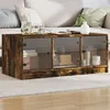 Image de vidaXL Table basse avec portes en verre chêne fumé 102x50x42 cm836417