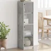 Image de vidaXL Buffet avec portes en verre gris béton 35x37x142 cm