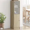 Image de vidaXL Buffet avec porte en verre chêne sonoma 35x37x142 cm