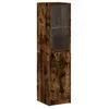 Image de Vidaxl Buffet Avec Porte En Verre ChÃªne FumÃ© 35x37x142 Cm