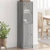 Image de vidaXL Buffet avec porte en verre sonoma gris 35x37x142 cm836446