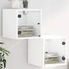 Image de vidaXL Tables de chevet avec portes en verre 2 pcs blanc 35x37x35 cm836463