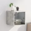 Image de vidaXL Table de chevet avec porte en verre gris béton 35x37x35 cm836468
