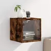 Image de vidaXL Table de chevet avec porte en verre chêne fumé 35x37x35 cm836470