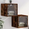 Image de vidaXL Tables de chevet et portes vitrées 2 pcs chêne fumé 35x37x35 cm836471