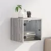 Image de vidaXL Table de chevet avec porte en verre sonoma gris 35x37x35 cm836472