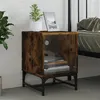 Image de vidaXL Table de chevet avec porte en verre chêne fumé 35x37x50 cm836526