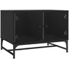 Image de vidaXL vidaXL Table basse avec portes en verre noir 68,5x50x50 cm