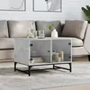Image de vidaXL Table basse avec portes en verre gris béton 68,5x50x50 cm836542