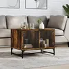 Image de vidaXL Table basse avec portes en verre chêne fumé 68,5x50x50 cm836543