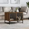 Image de vidaXL Table basse avec portes en verre chêne marron 68,5x50x50 cm836545