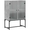Image de vidaXL Armoire latÃ©rale avec portes en verre gris bÃ©ton 69x37x100 cm