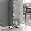 Image de vidaXL Buffet avec portes en verre gris béton 35x37x120 cm836563