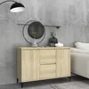 Image de Vidaxl Buffet Avec Portes En Verre Gris BÃ©ton 35x37x120 Cm