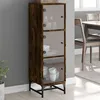 Image de Vidaxl Buffet Avec Portes En Verre ChÃªne FumÃ© 35x37x120 Cm