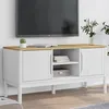 Image de vidaXL Meuble TV FLORO blanc 114x43x55 cm bois massif de pin374015