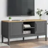 Image de vidaXL Meuble TV FLORO gris 114x43x55 cm bois massif de pin374016